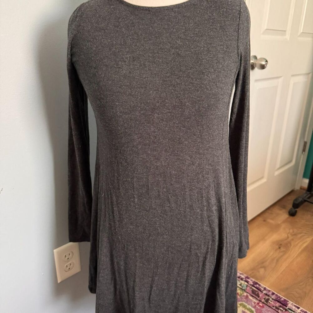 Vintage 2010s Old Navy charcoal gray long sleeve swing mini dress tunic XS